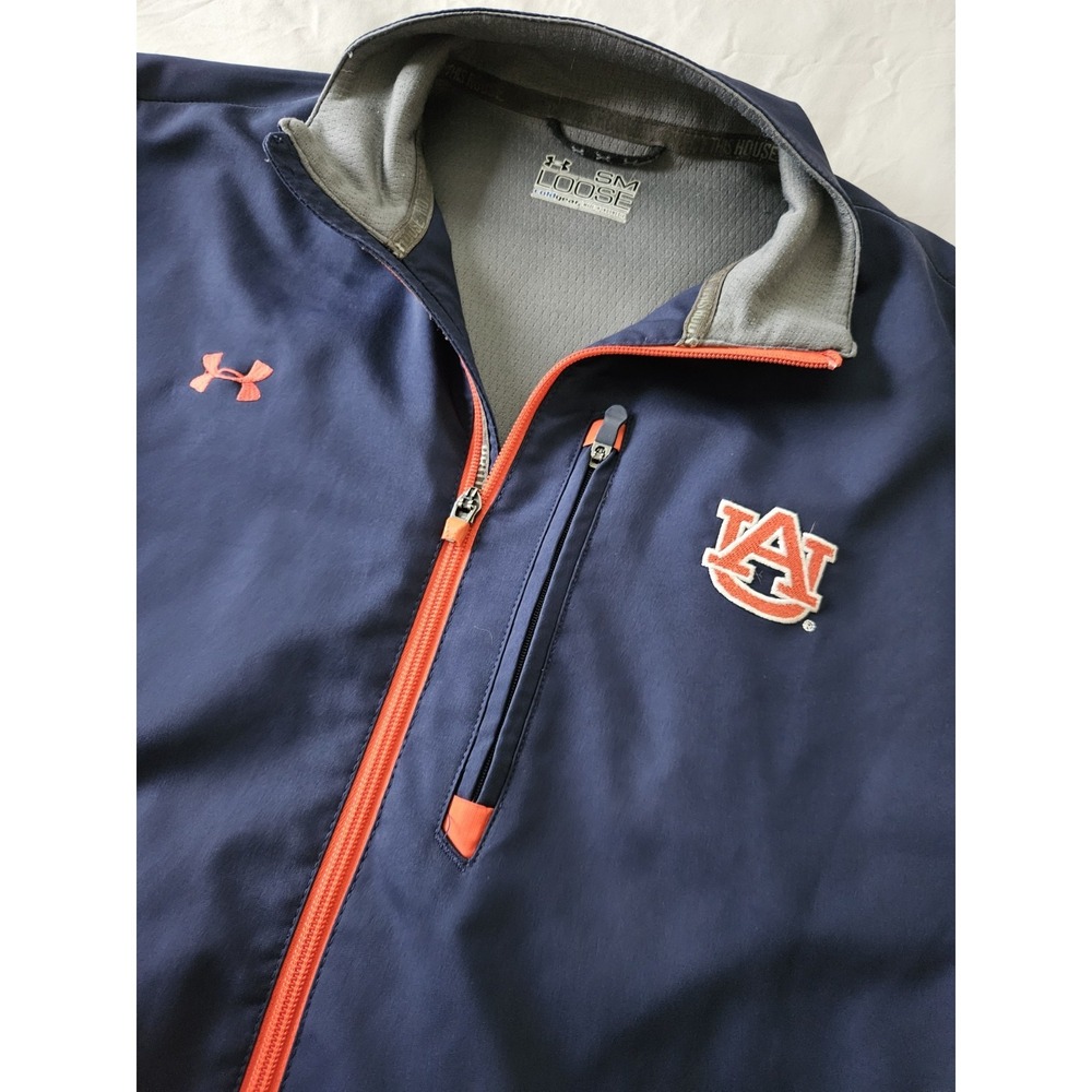 Under Armour Auburn Tigers ColdGear Navy‎ Orange Jacket Size Small Full Zip